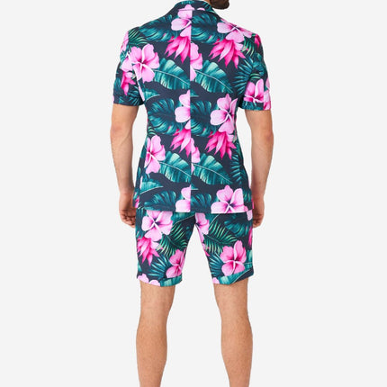 Feestbazaar Hawaii Grande Zomer Pak Roze Bloem Opposuits