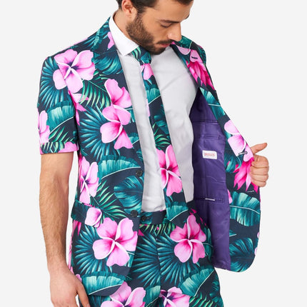 Feestbazaar Hawaii Grande Zomer Pak Roze Bloem Opposuits