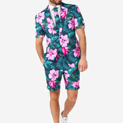 Feestbazaar Hawaii Grande Zomer Pak Roze Bloem Opposuits