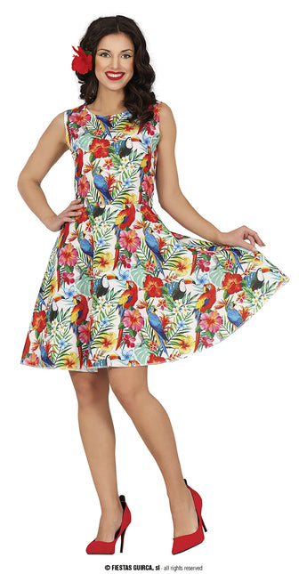 Feestbazaar Hawaii Jurk Multikleur Papegaai Print Dames