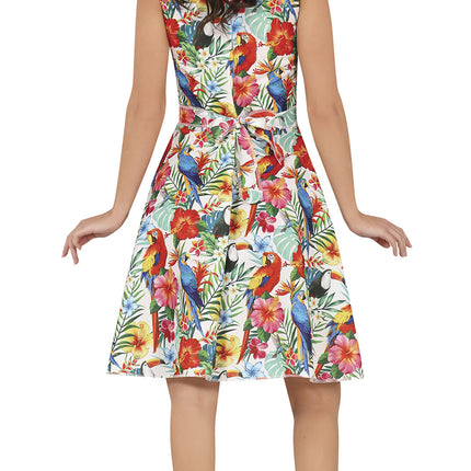 Feestbazaar Hawaii Jurk Multikleur Papegaai Print Dames
