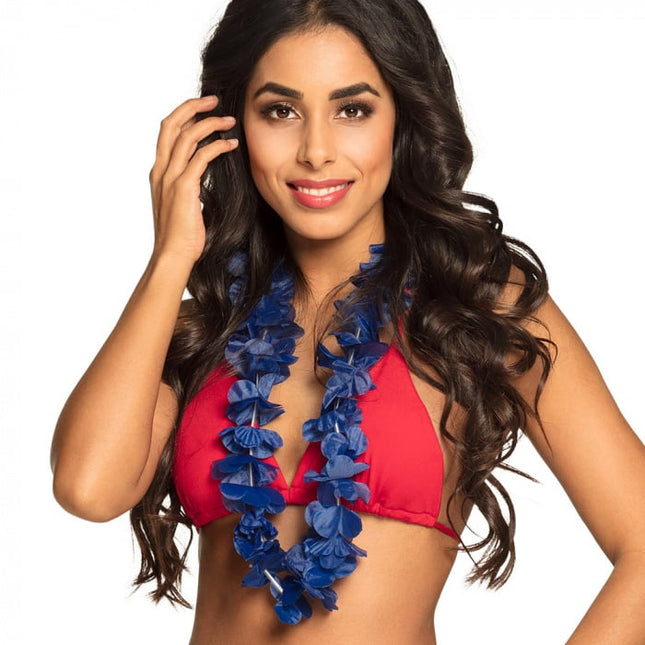 Feestbazaar Hawaii krans blauw