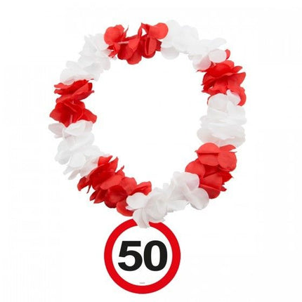 Feestbazaar Hawaii krans verkeersbord 50