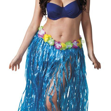 Feestbazaar Hawaii rok lang blauw 80cm