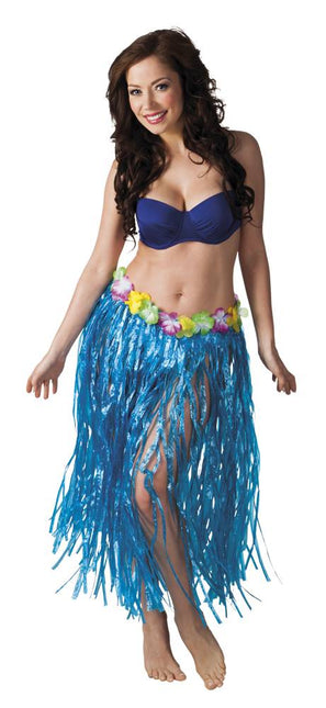Feestbazaar Hawaii rok lang blauw 80cm