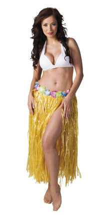 Feestbazaar Hawaii rok lang geel 80cm