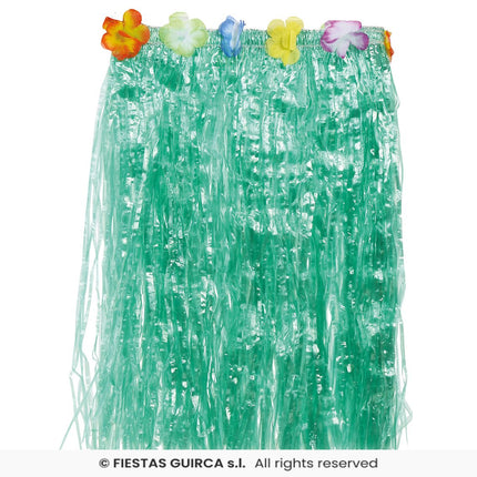 Feestbazaar Hawaii Rok met Bloemen Groen 55cm