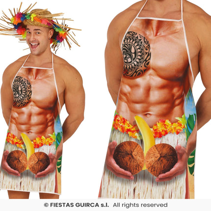 Feestbazaar Hawaii Schort Gespierde Man Kokosnoot