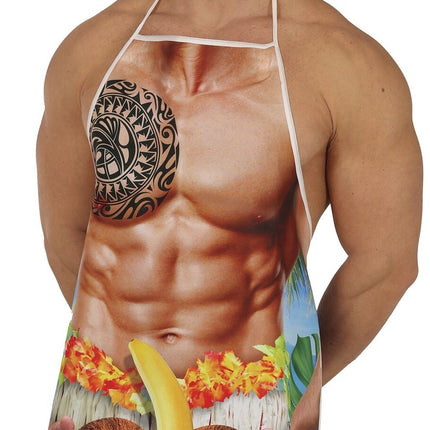 Feestbazaar Hawaii Schort Gespierde Man Kokosnoot
