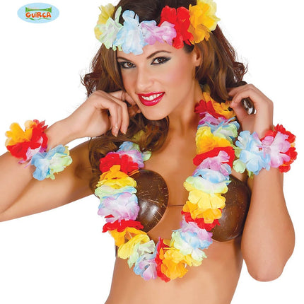 Feestbazaar Hawaii set veelkleurig
