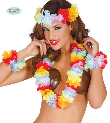 Feestbazaar Hawaii set veelkleurig
