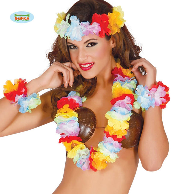 Feestbazaar Hawaii set veelkleurig