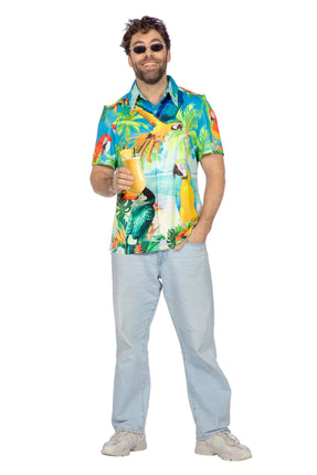 Feestbazaar Hawaii Shirt Papegaai Heren