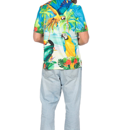 Feestbazaar Hawaii Shirt Papegaai Heren