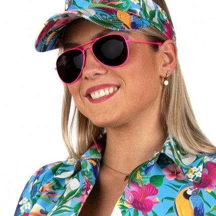 Feestbazaar Hawaii Zonneklep Papegaaien Blauw