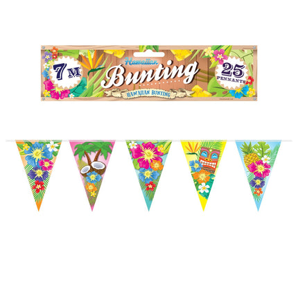Feestbazaar Hawaiian Vlaggenlijn Bloemen en Palmbomen (7m)