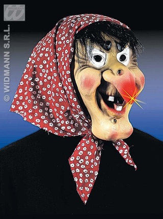 Feestbazaar Heksen masker met oplichtende neus, haar en doek