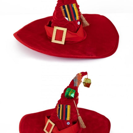 Feestbazaar Heksenhoed luxe rood met decoratie