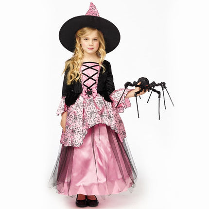 Feestbazaar Heksenjurk Kind Roze Premium + Hoed