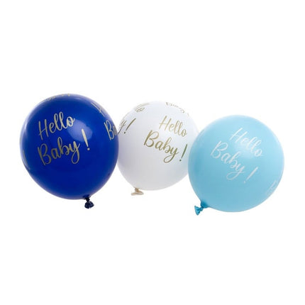 Feestbazaar Hello Baby Geboorte Ballonnen Set Blauw  (6st)