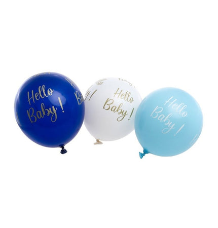 Feestbazaar Hello Baby Geboorte Ballonnen Set Blauw  (6st)