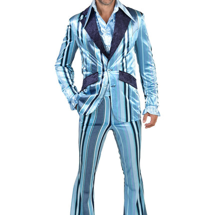 Feestbazaar Herenpak 70's Blauw Met Strepen