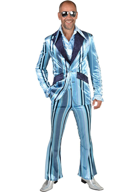 Feestbazaar Herenpak 70's Blauw Met Strepen