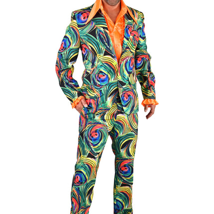 Feestbazaar Herenpak Disco 70's Circle Green  Deluxe