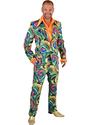 Feestbazaar Herenpak Disco 70's Circle Green  Deluxe