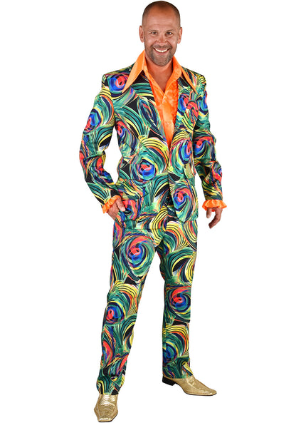 Feestbazaar Herenpak Disco 70's Circle Green  Deluxe