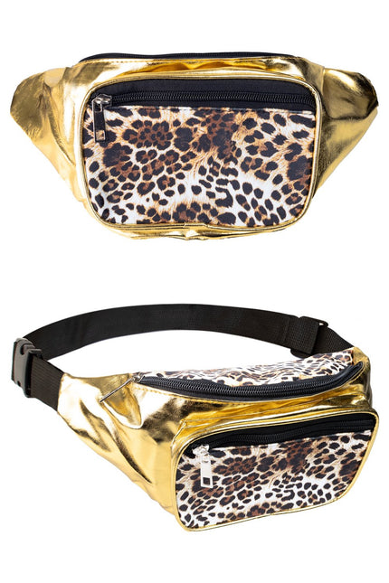 Feestbazaar Heuptasje Panter Print Goud