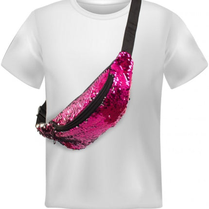 Feestbazaar Heuptasje roze pailletten
