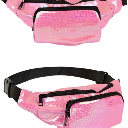 Feestbazaar Heuptasje slangenleer print roze