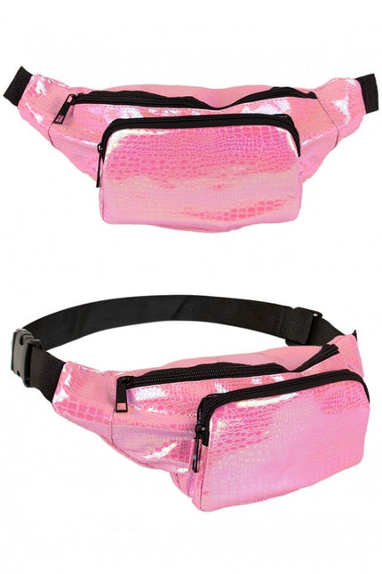 Feestbazaar Heuptasje slangenleer print roze