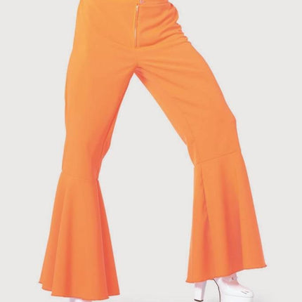 Feestbazaar Hippie broek bi-stretch man neon oranje