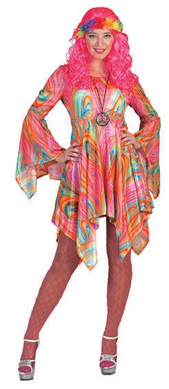 Feestbazaar Hippie dames jurk psychedelisch