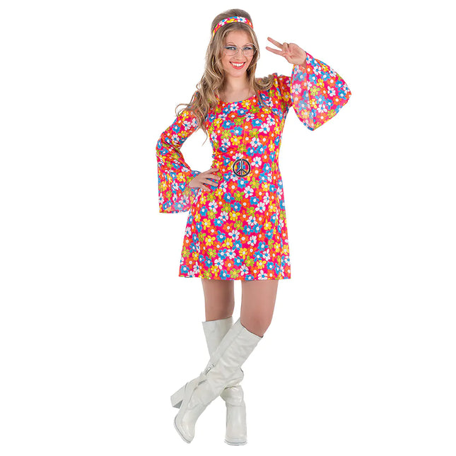 Feestbazaar Hippie Flower Jurk Dames Olive