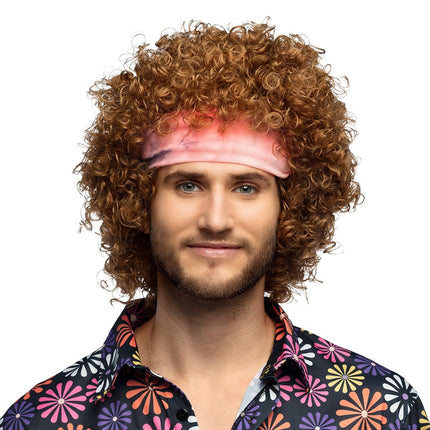 Feestbazaar Hippie Groove Krullen Pruik Bruin Berry