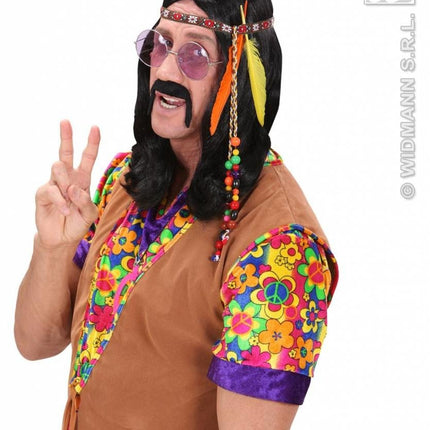 Feestbazaar Hippie hoofdband met kraaltjes en veren
