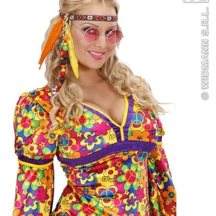 Feestbazaar Hippie hoofdband met kraaltjes en veren