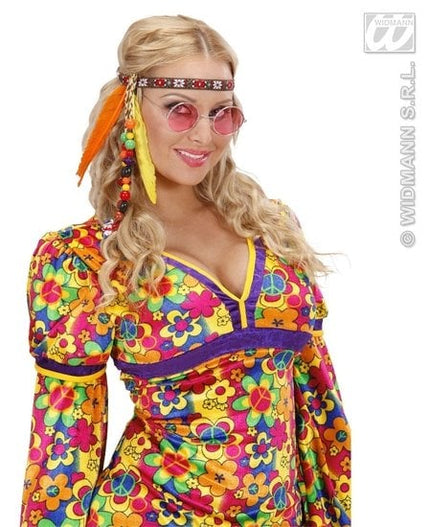 Feestbazaar Hippie hoofdband met kraaltjes en veren