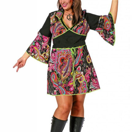 Feestbazaar Hippie jurk grote maat met hoofdband