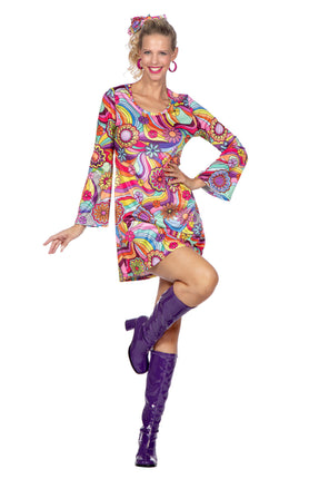 Feestbazaar Hippie Jurkje roze bloemen Dames