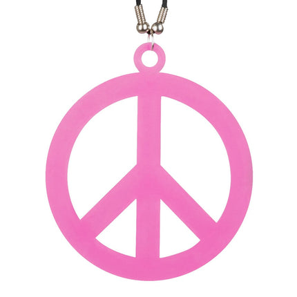 Feestbazaar Hippie ketting fluor roze