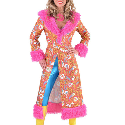 Feestbazaar Hippie Mantel Paisley Dames Oranje/Pink