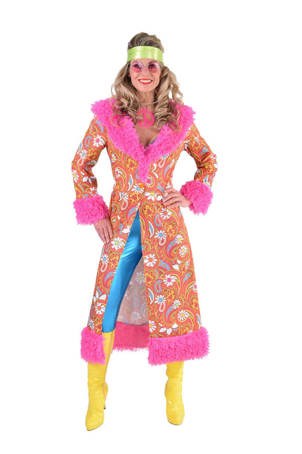 Feestbazaar Hippie Mantel Paisley Dames Oranje/Pink