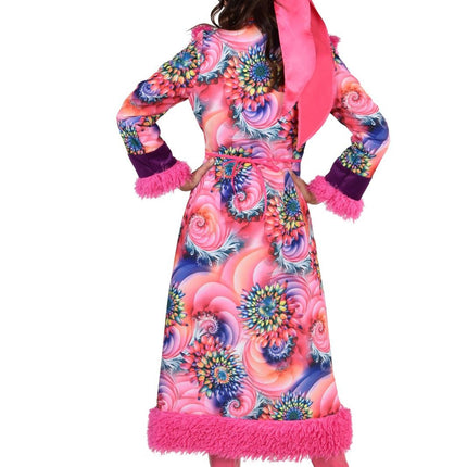 Feestbazaar Hippie Mantel Roze/Paars Flower Chantal