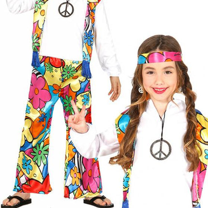 Feestbazaar Hippie peace kostuum kind