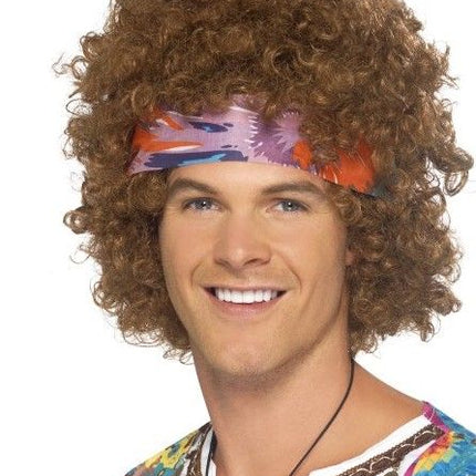 Feestbazaar Hippie pruik met hoofdband Jim