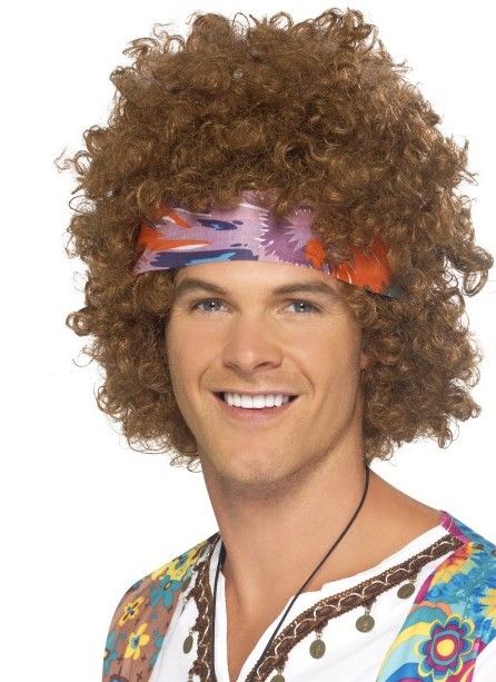 Feestbazaar Hippie pruik met hoofdband Jim